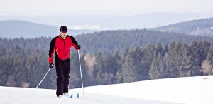 Skiing through the forest