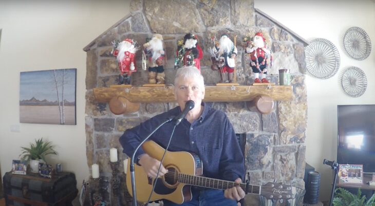 Musician plays christmas music after oncology treatment