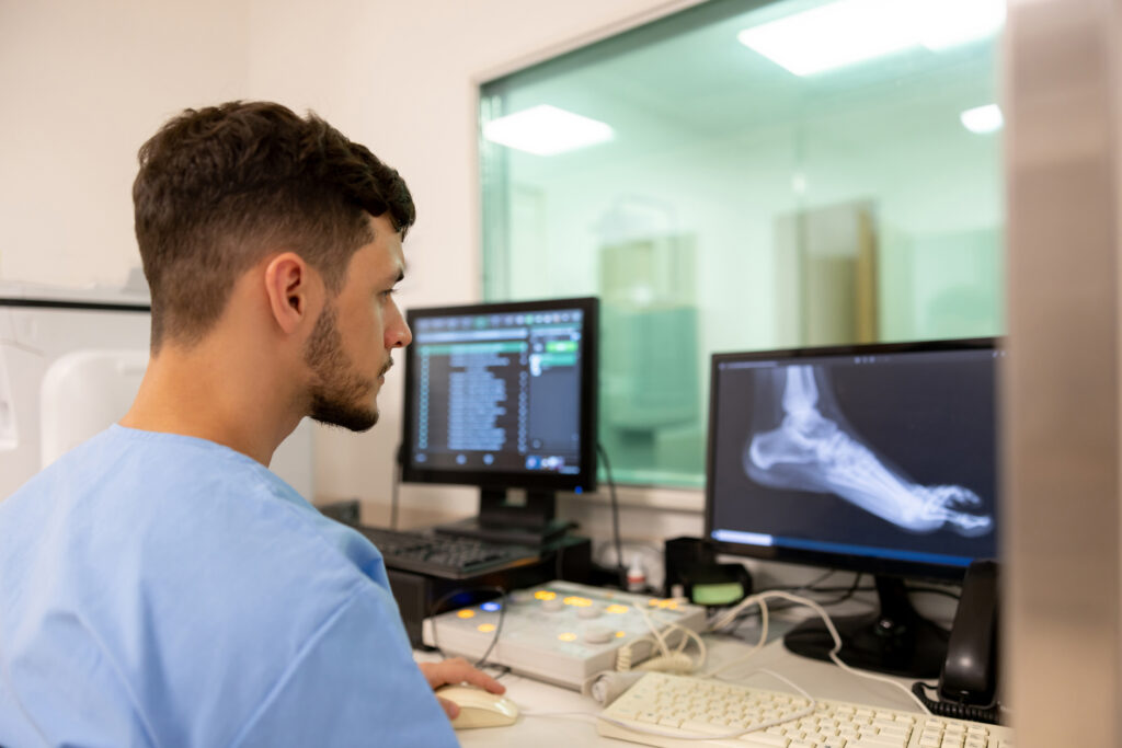 Imaging 2 Radiologist working at the hospital taking an x ray